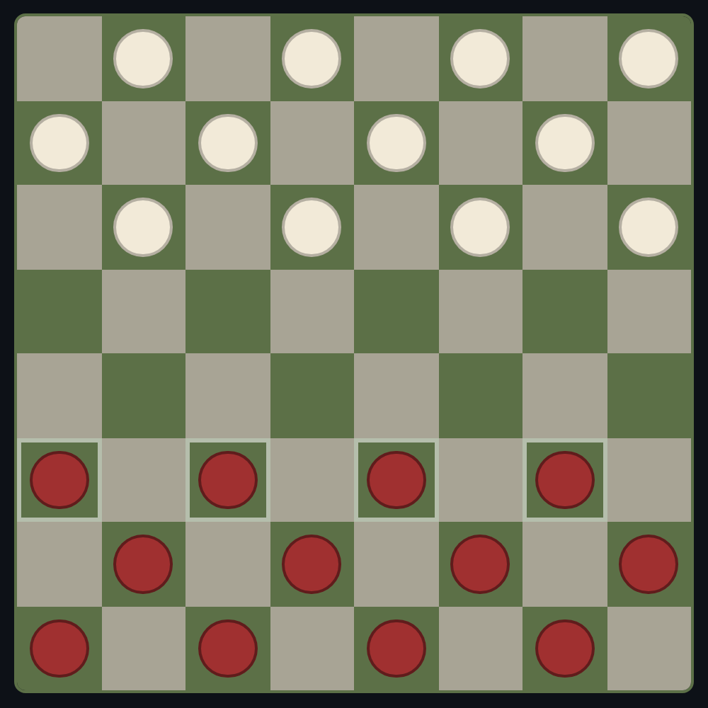 A checkers game in the kibitz app