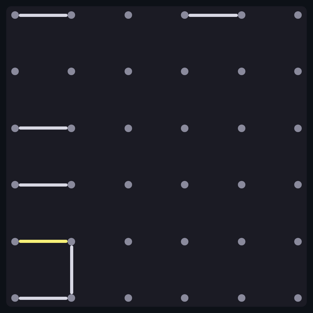 A Dots and Boxes game in the kibitz app