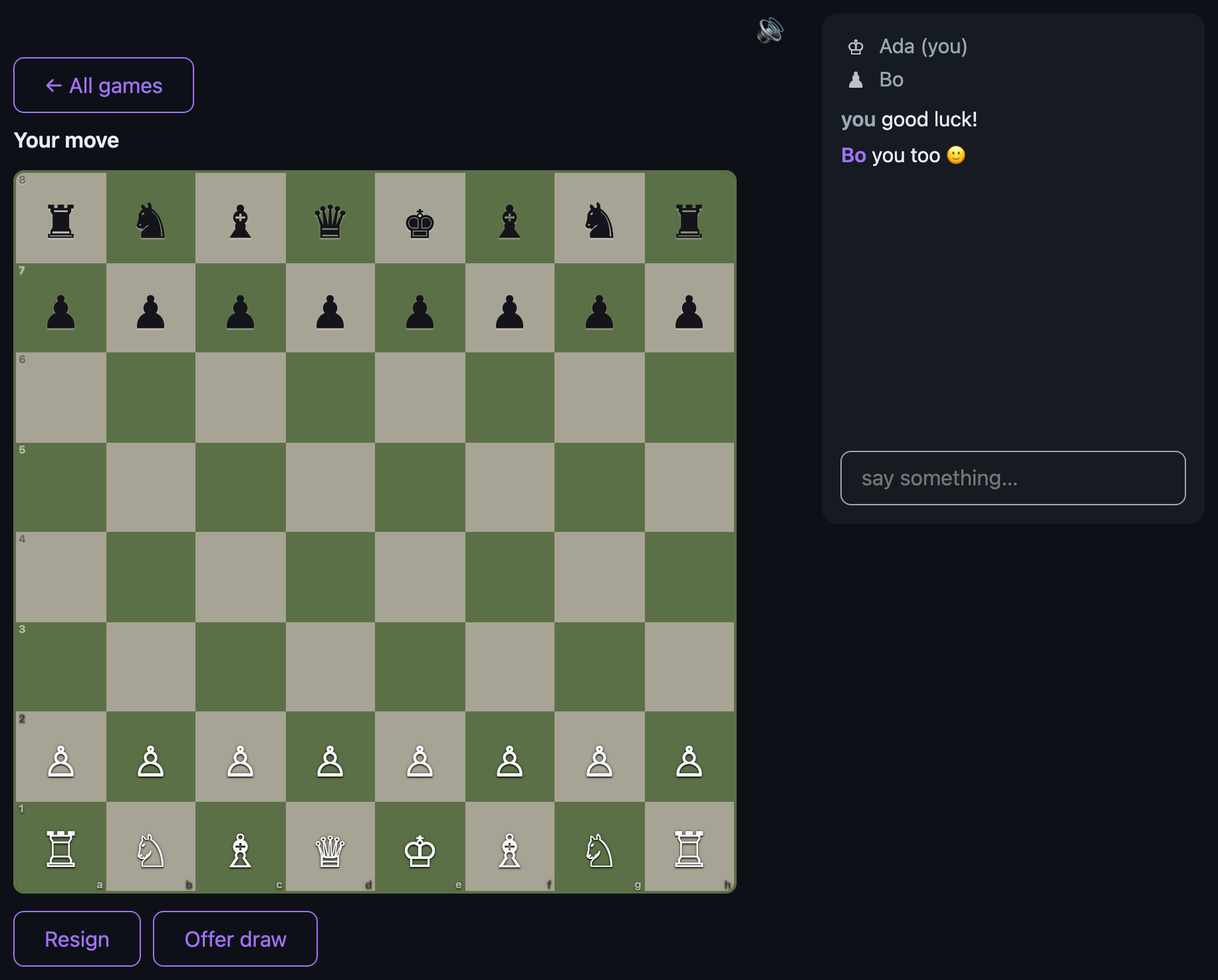 A chess game in kibitz with a live chat beside the board