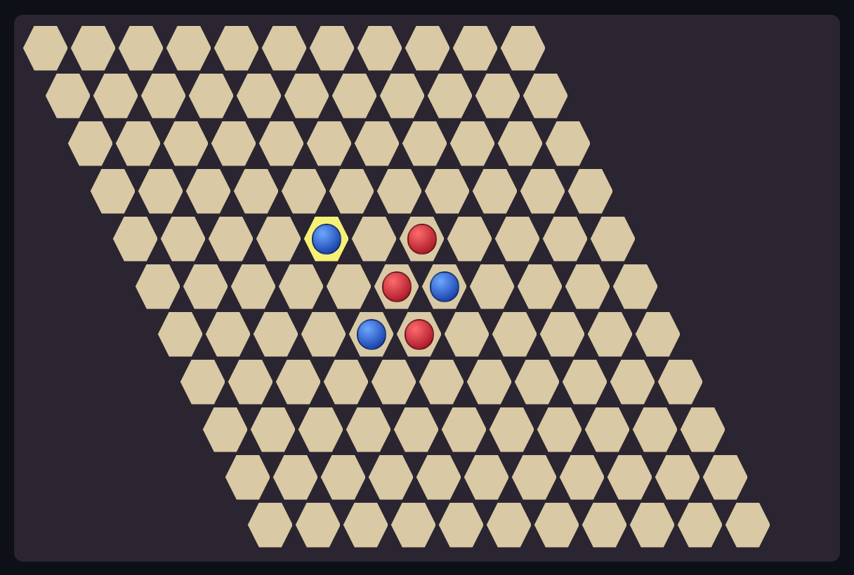 A Hex game in the kibitz app