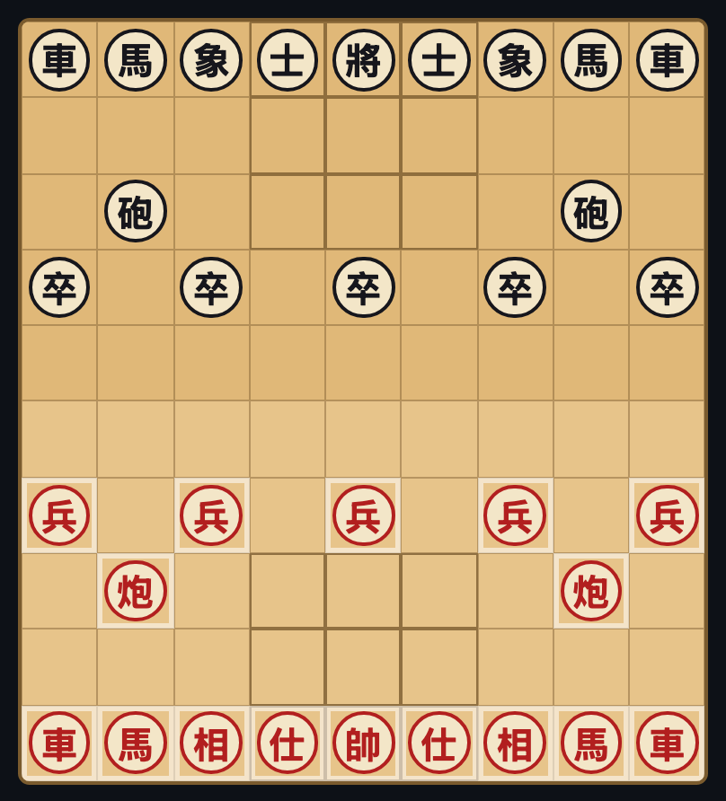 A Xiangqi (Chinese chess) game in the kibitz app